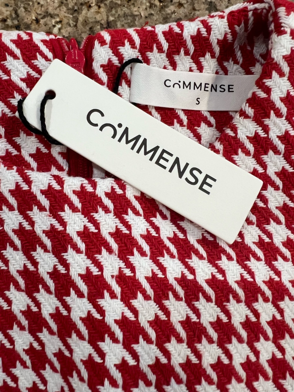 Commense Red White Houndstooth Sleeveless Mini Dress NWT Size Small Sold Out - Picture 4 of 9
